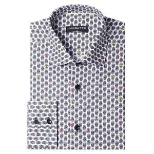Masutto Seoul 18 Mens M Dress Shirt Skull Pattern Multicolor Long Sleeve NWT